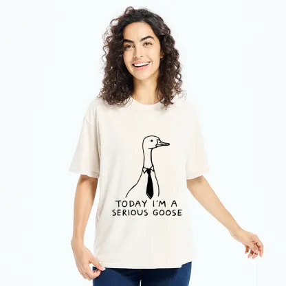 Tokyo-Tiger Serious Goose Funny Washed T-Shirt