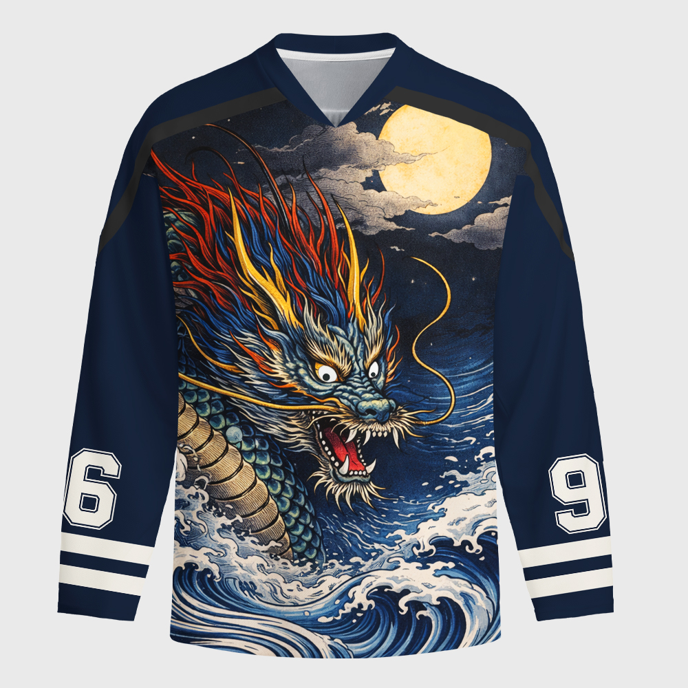 Tokyo-Tiger Storm Dragon Of The Wild Waves Long-Sleeve Hockey Jersey