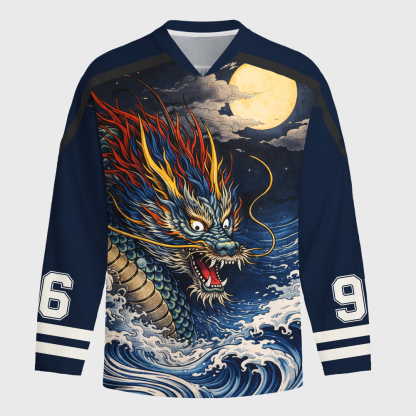 Tokyo-Tiger Storm Dragon Of The Wild Waves Long-Sleeve Hockey Jersey