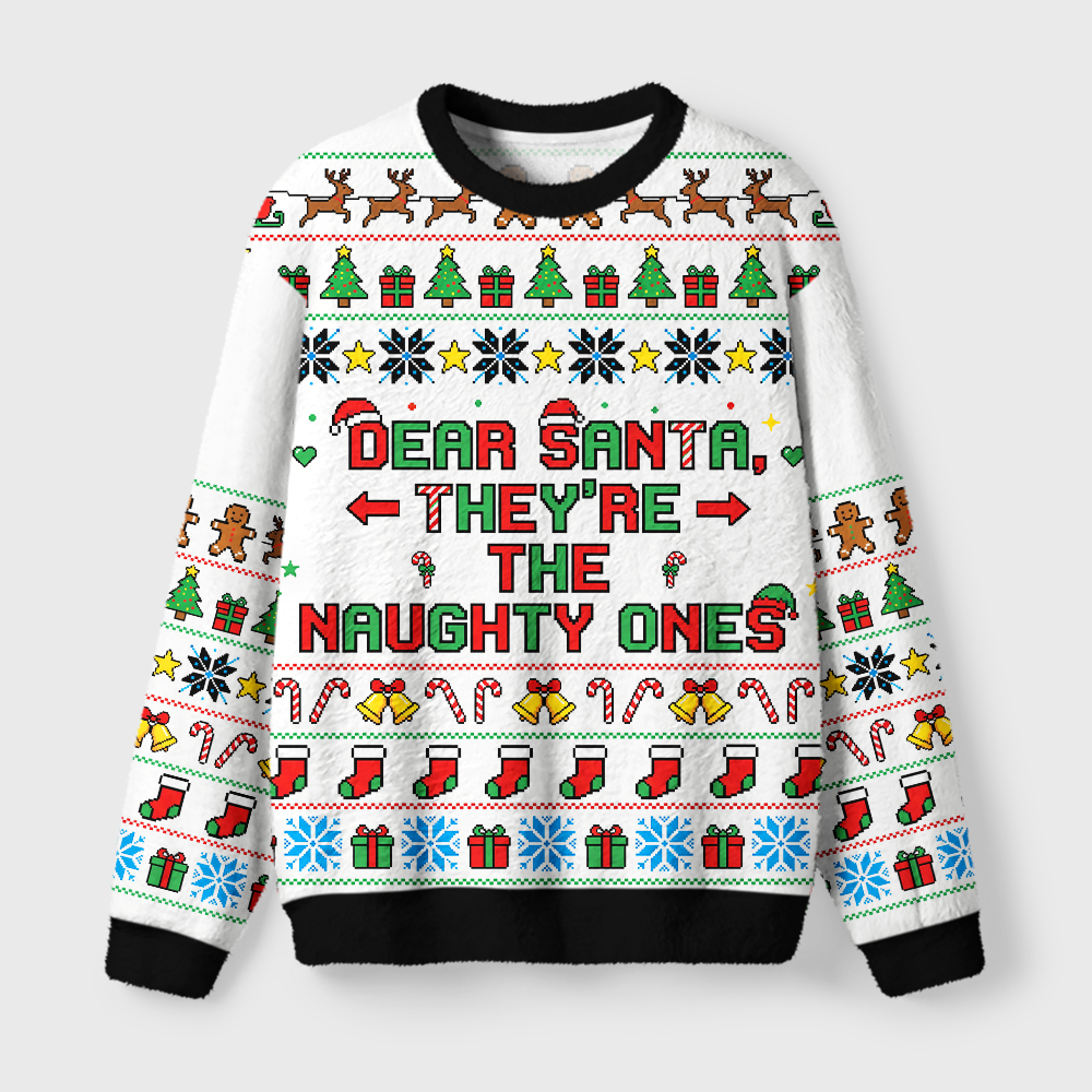 Tokyo-Tiger Naughty Ones Christmas Fuzzy Christmas Ugly Sweatshirt