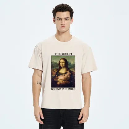 Tokyo‑Tiger Mona Lisa Cat Meme Washed T‑Shirt