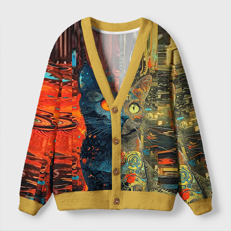 Tokyo-Tiger The Rise Of The Mechanical Cat Ugly Cardigan Sweater