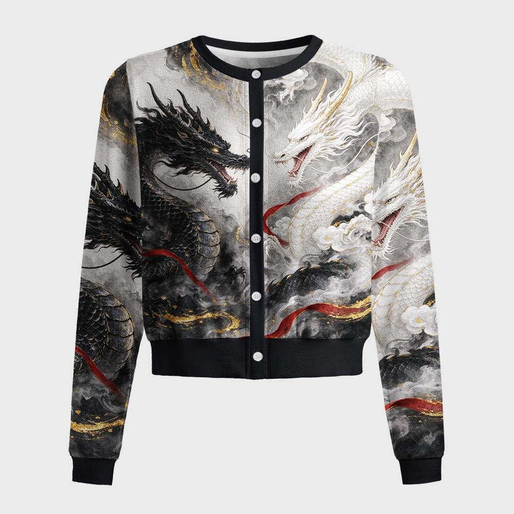 Tokyo-Tiger Yin‑Yang Twin Dragons Women's Lightweight Cardigan