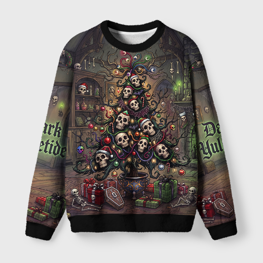 Tokyo-Tiger Dark Yuletide Fuzzy Christmas Ugly Sweatshirt