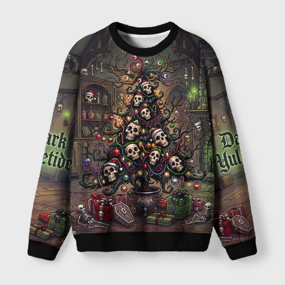 Tokyo-Tiger Dark Yuletide Fuzzy Christmas Ugly Sweatshirt