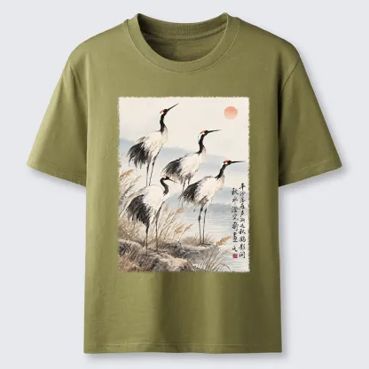 Tokyo-Tiger Vintage Oriental Crane Art Classic T-Shirt