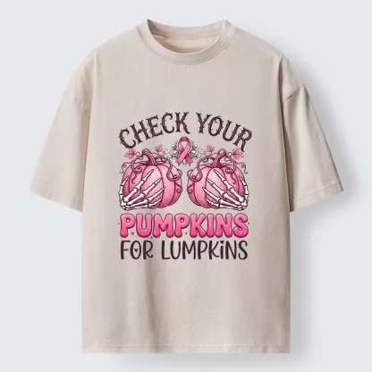 Tokyo-Tiger Halloween Pumpkin Breast Cancer Awareness Washed T-Shirt