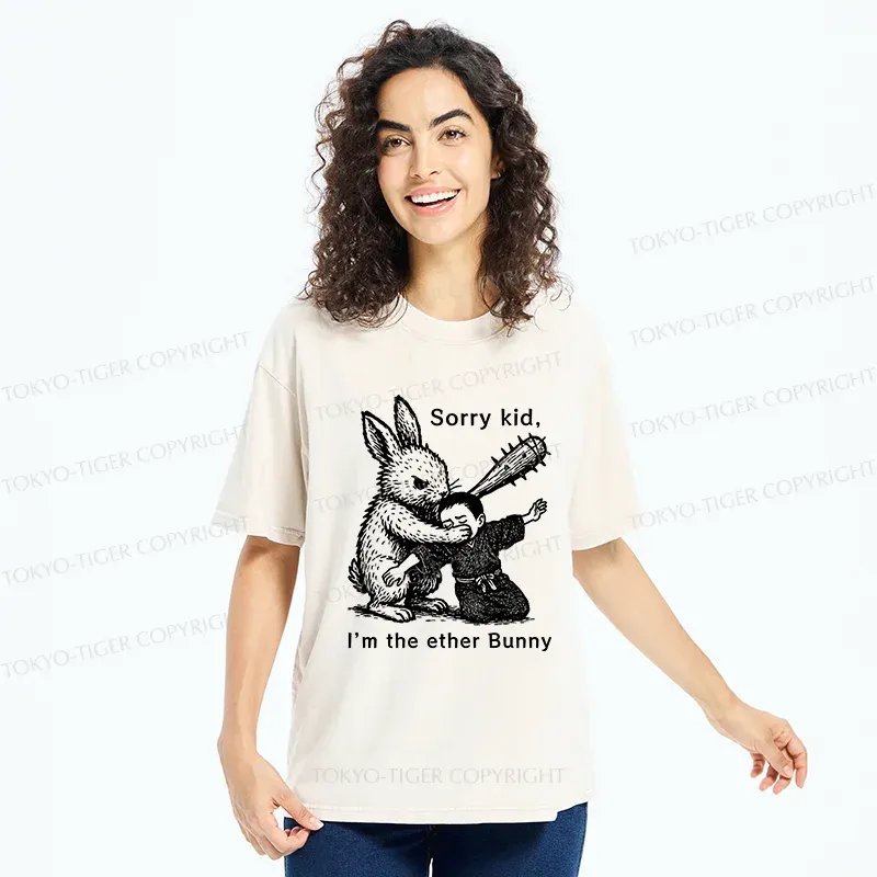 Tokyo-Tiger Bad Rabbit Funny Washed T-Shirt