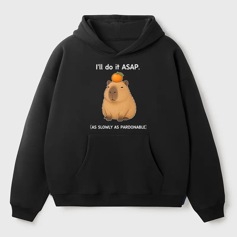 Tokyo-Tiger Slow Task Capybara Meme Adult Fleece Hoodie