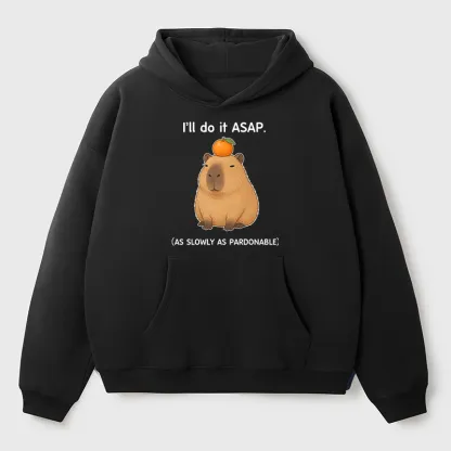 Tokyo-Tiger Slow Task Capybara Meme Adult Fleece Hoodie