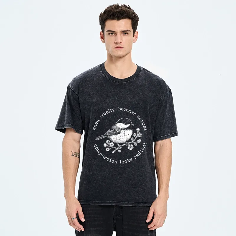 Tokyo-Tiger Anti Cruelty Bird Washed T-Shirt