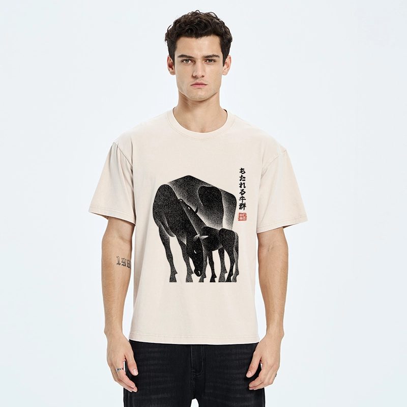 Tokyo-Tiger Zen Art Of Two Horses Washed T-Shirt