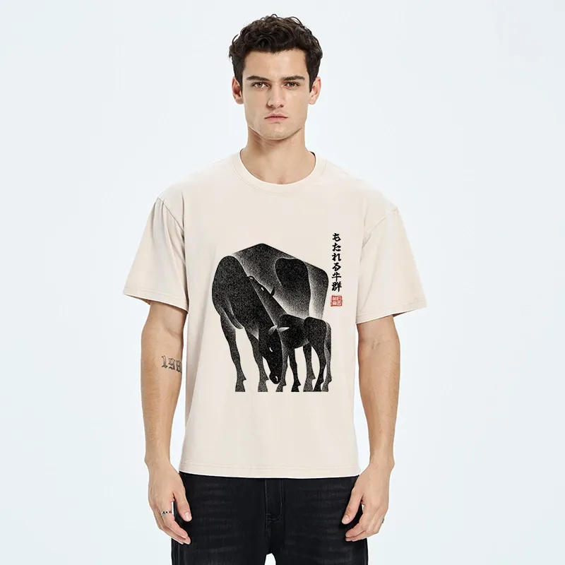 Tokyo-Tiger Zen Art Of Two Horses Washed T-Shirt