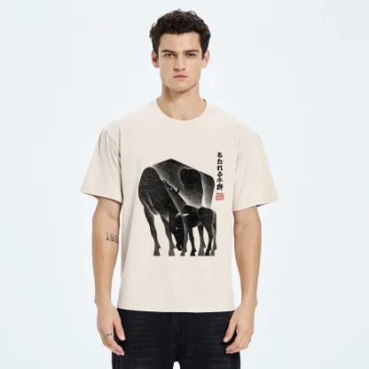 Tokyo-Tiger Zen Art Of Two Horses Washed T-Shirt