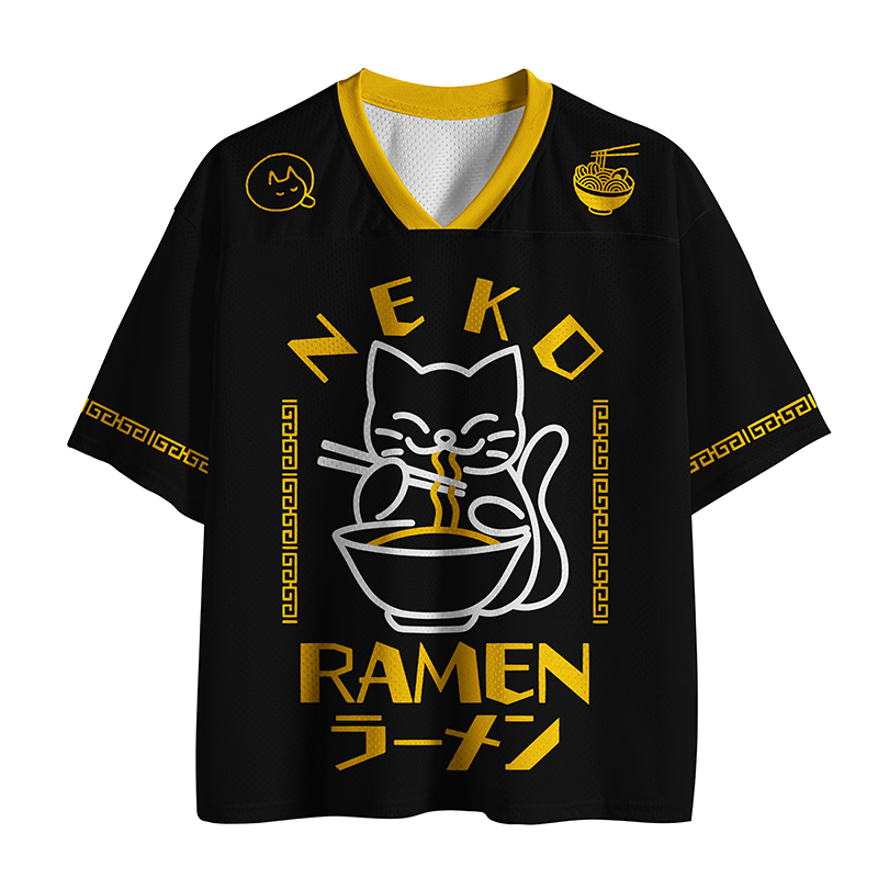 Tokyo-Tiger Cat Obsessed With Ramen Mesh Jersey
