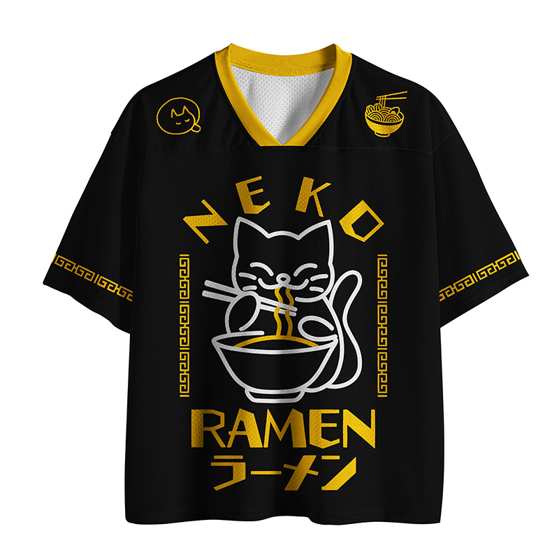 Tokyo-Tiger Cat Obsessed With Ramen Mesh Jersey