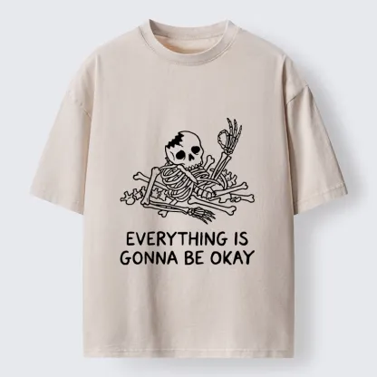 Tokyo‑Tiger Funny Skeleton Vibe Washed T‑Shirt