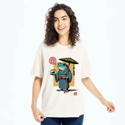 Tokyo-Tiger Green Frog Samurai Washed T-Shirt