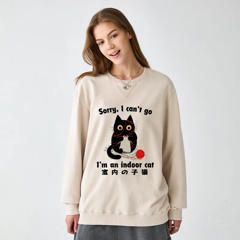 Tokyo-Tiger Indoor Cat Meme Washed Terry Sweatshirt