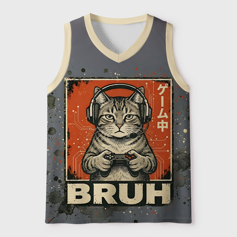 Tokyo-Tiger Retro Pixel Continue Gaming Cat Mesh Tank Top
