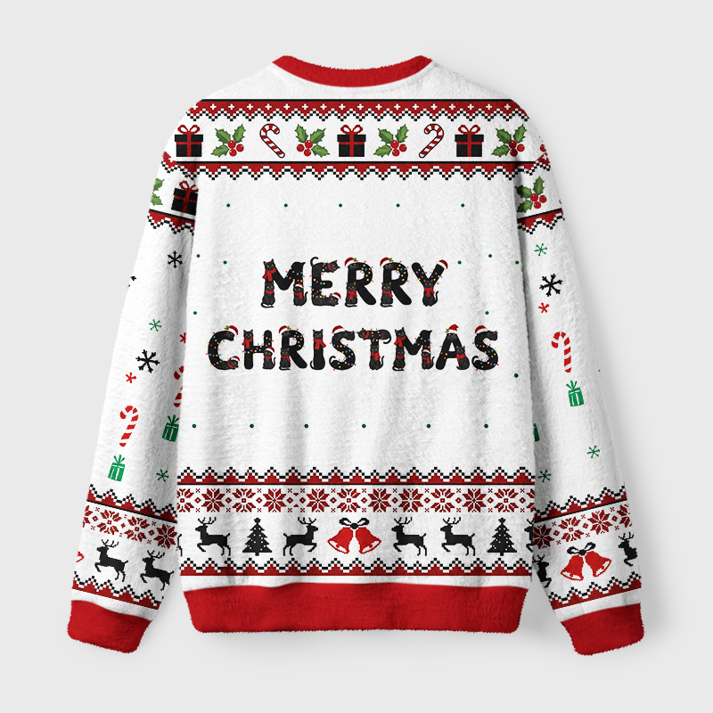 Tokyo-Tiger Christmas Black Cat Fuzzy Christmas Ugly Sweatshirt