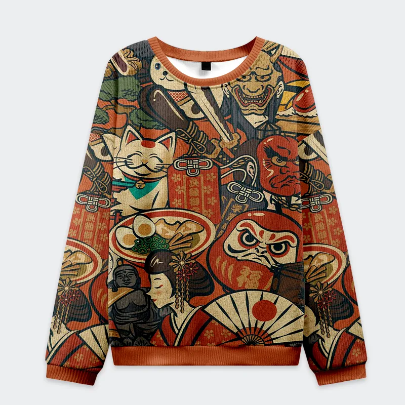 Tokyo-Tiger Japanese Traditional Elements Christmas Ugly Sweatshirt