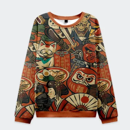Tokyo-Tiger Japanese Traditional Elements Christmas Ugly Sweatshirt