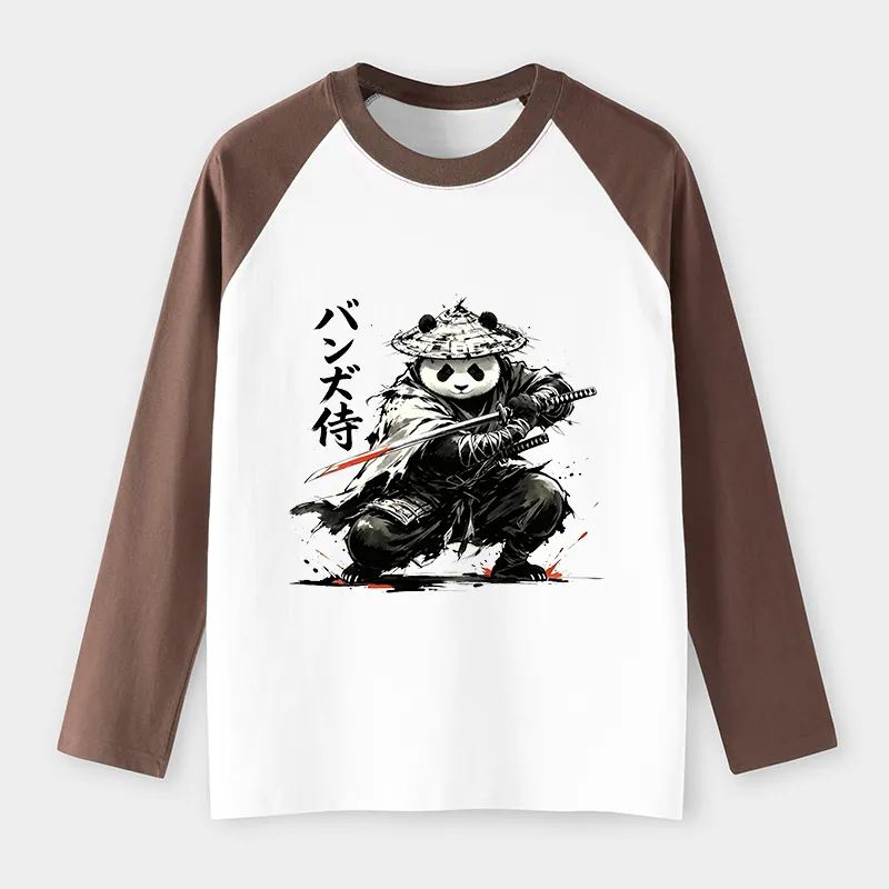Tokyo-Tiger Panda Samurai Warrior Raglan Long Sleeve T-shirt