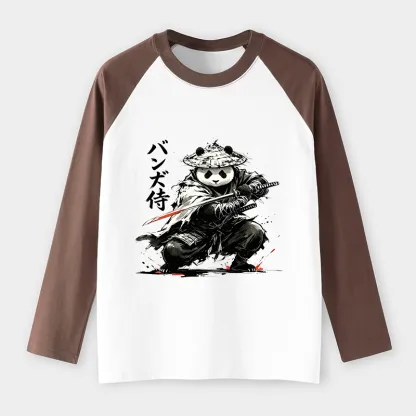 Tokyo-Tiger Panda Samurai Warrior Raglan Long Sleeve T-shirt