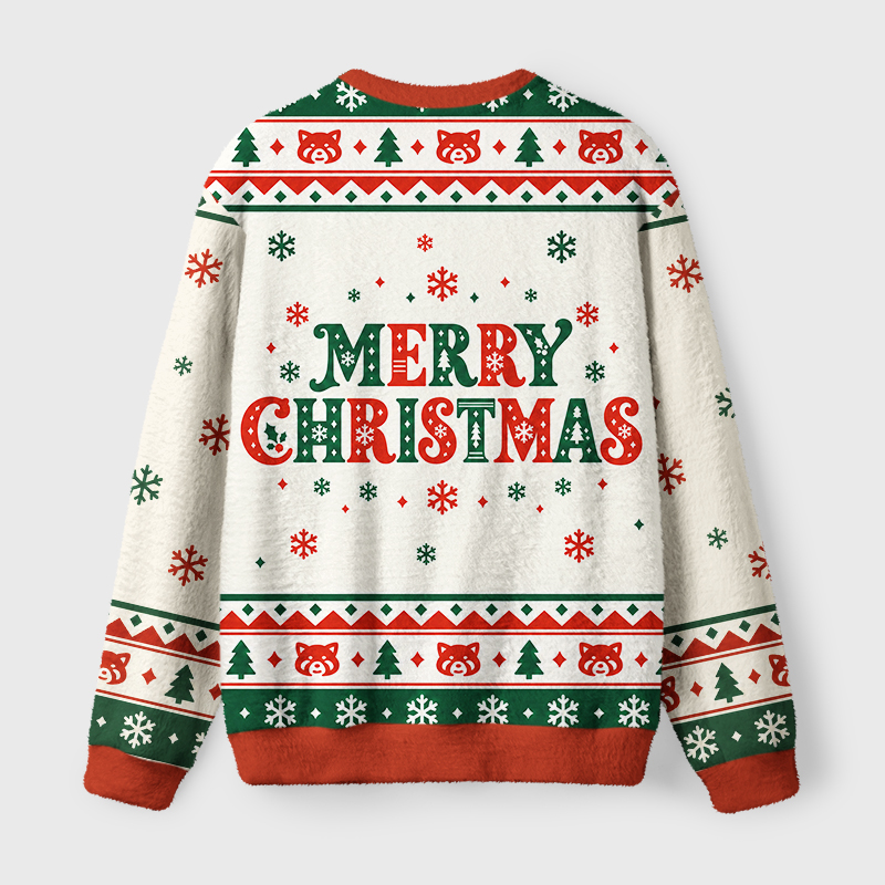 Tokyo-Tiger Red Panda Entangled In A String Of Lights Christmas Ugly Sweatshirt