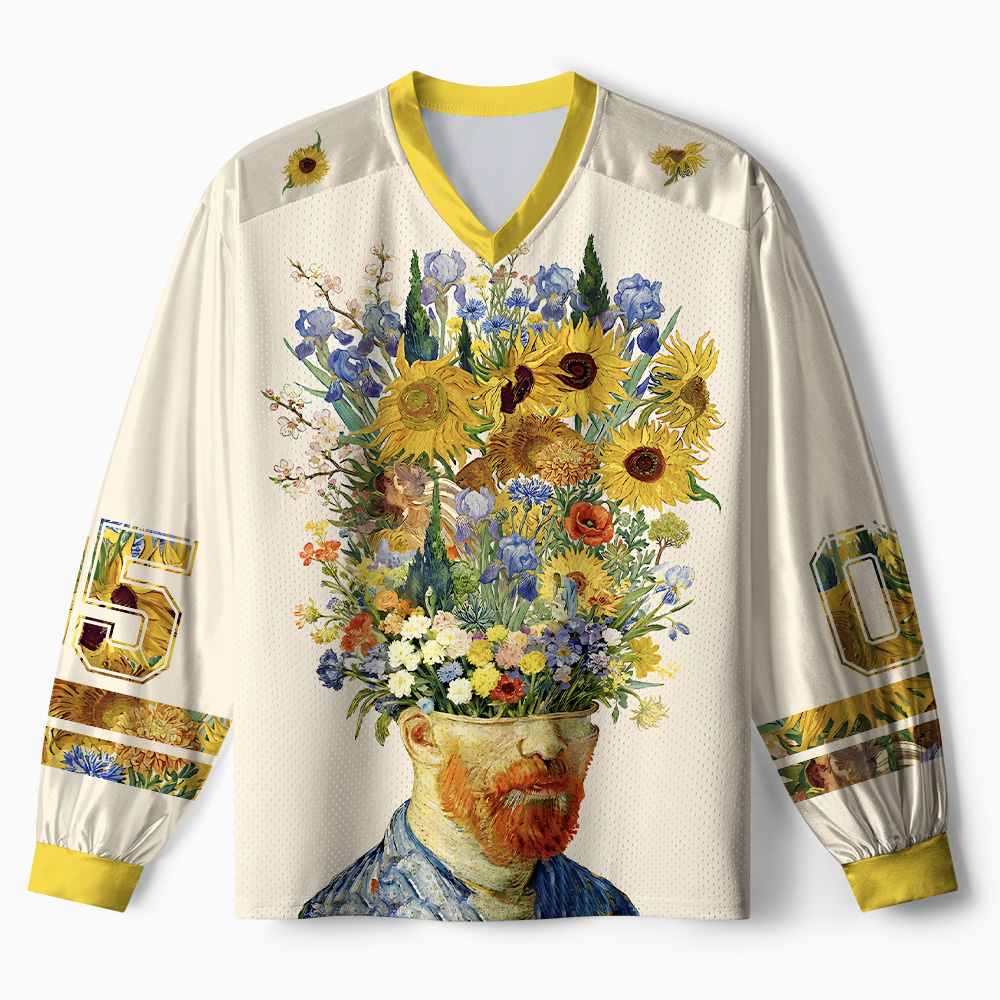 Tokyo-Tiger Floral Van Gogh Paneled Long Sleeve Jersey