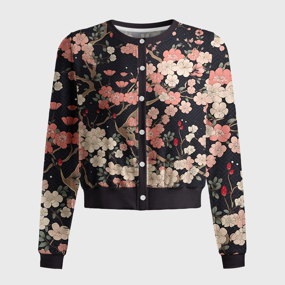 Tokyo-Tiger Blooming Sakura Women's Lightweight Cardigan