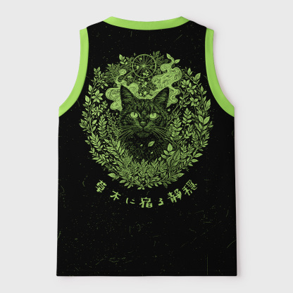 Tokyo-Tiger Peaceful Forest Magic Cat Mesh Tank Top