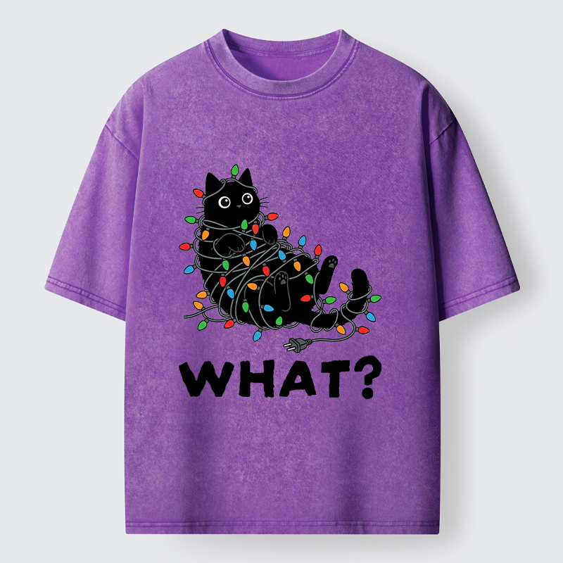 Tokyo-Tiger Cute Christmas Black Cat Meme Washed T-Shirt