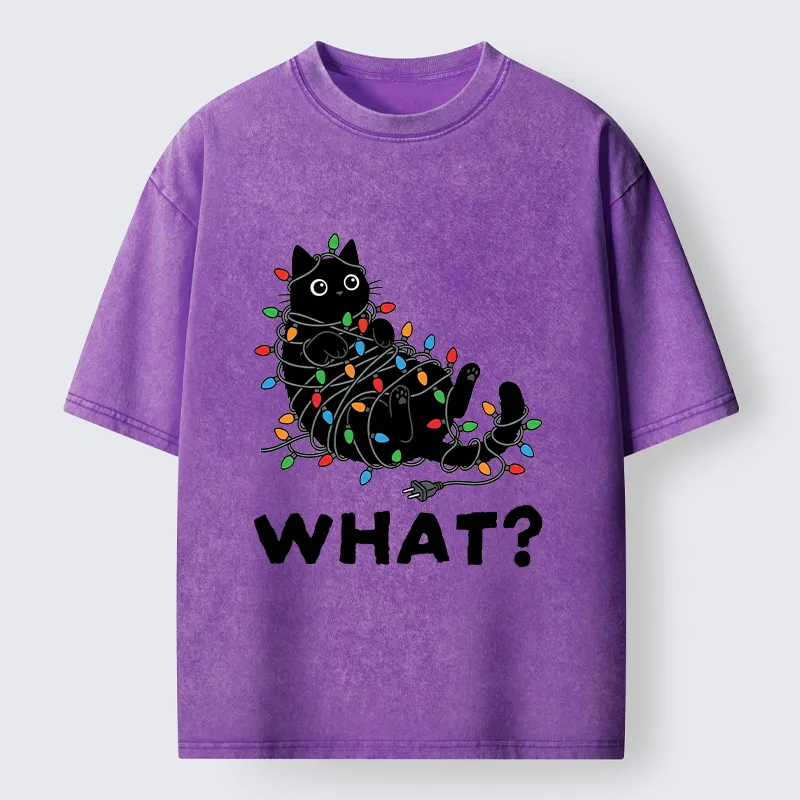 Tokyo-Tiger Cute Christmas Black Cat Meme Washed T-Shirt