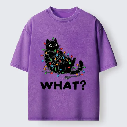 Tokyo-Tiger Cute Christmas Black Cat Meme Washed T-Shirt
