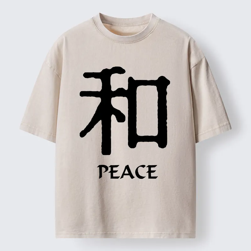 Tokyo‑Tiger Kanji Peace Symbol Art Washed T‑Shirt Sale