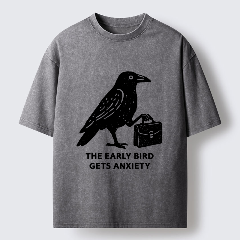 Tokyo-Tiger Funny Work Crow Meme Washed T-Shirt