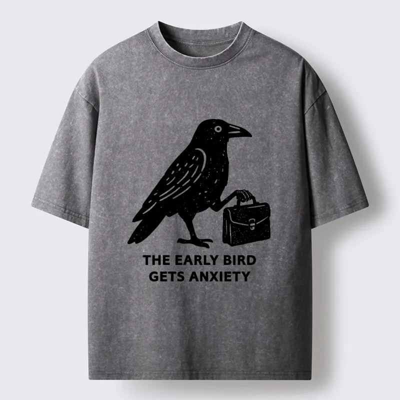 Tokyo-Tiger Funny Work Crow Meme Washed T-Shirt