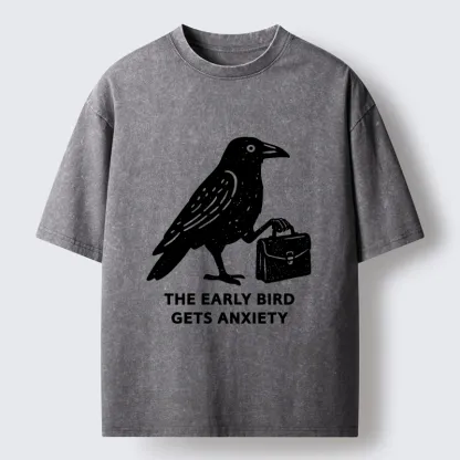 Tokyo-Tiger Funny Work Crow Meme Washed T-Shirt