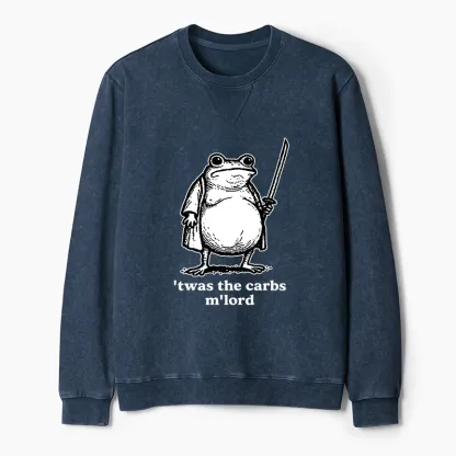 Tokyo-Tiger Funny Fat Samurai Frog Washed Terry Sweatshirt