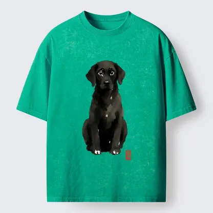 Tokyo‑Tiger Quirky Ink Dog Washed T‑Shirt