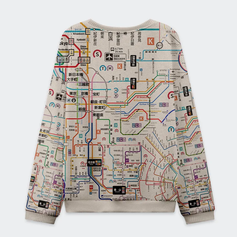 Tokyo-Tiger Tokyo Subway Map Christmas Ugly Sweatshirt
