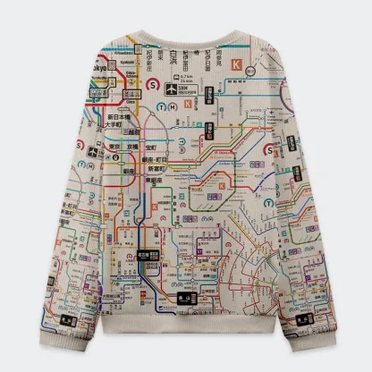Tokyo-Tiger Tokyo Subway Map Christmas Ugly Sweatshirt