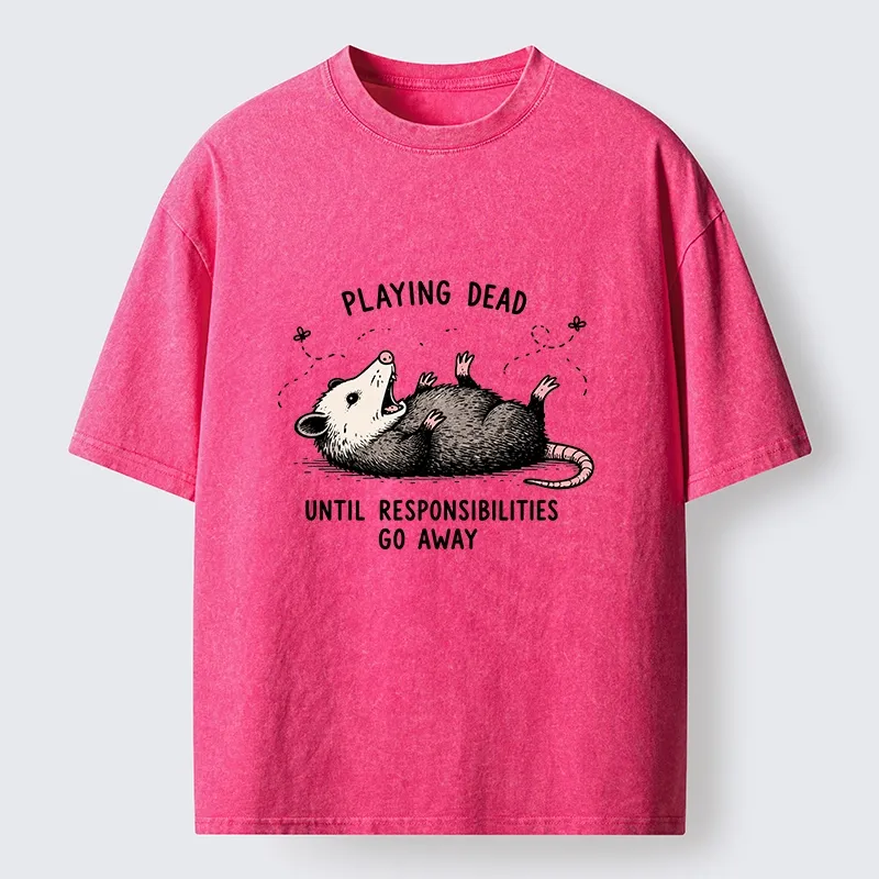 Tokyo‑Tiger Funny Playing Dead Washed T‑Shirt