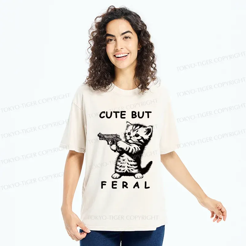 Tokyo-Tiger Ferocious Cat Washed T-Shirt