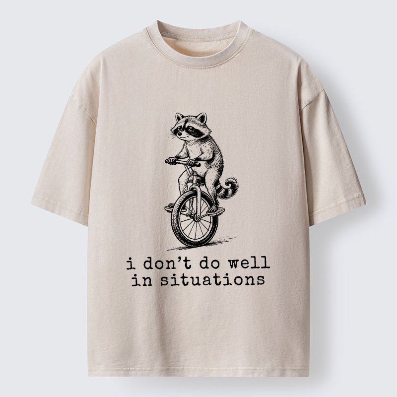 Tokyo-Tiger Raccoon Unicycle Meme Washed T-Shirt