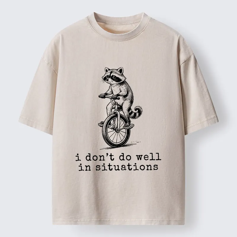 Tokyo-Tiger Raccoon Unicycle Meme Washed T-Shirt