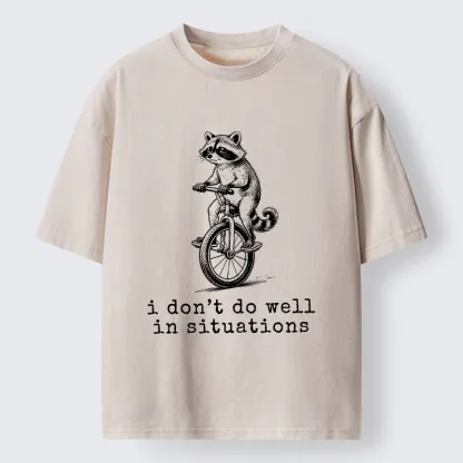 Tokyo-Tiger Raccoon Unicycle Meme Washed T-Shirt