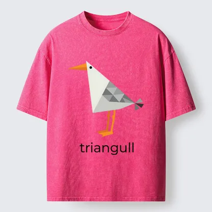 Tokyo-Tiger Cute Triangle Seagull Washed T-Shirt